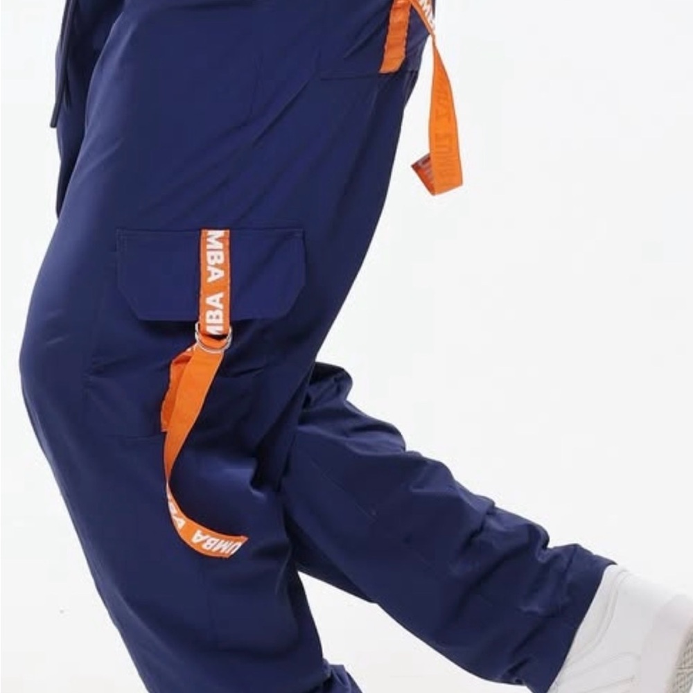 Zumba Fitness Blue Joggers with Orange Accents